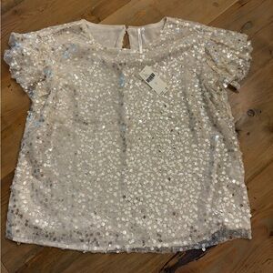 Anthropologie Sequin Blouse in Cream
